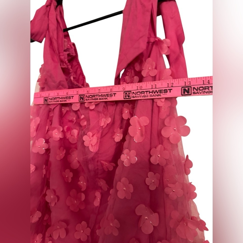 SHEIN Hot Pink Floral Sleeveless Stretchy Dress - Picture 6 of 11